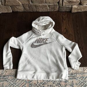 Nike White Hoodie with Metallic Logo size small